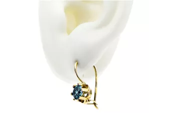 Pendientes Aguamarina Oro amarillo de 14 quilates Artesanía vintage vec019y